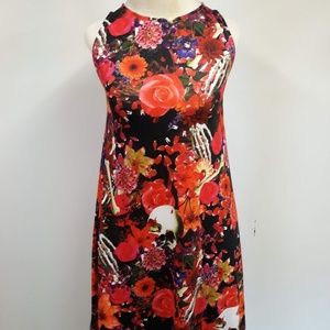 Liquor Brand women's dress Flowers Skulls size M